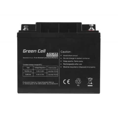 GREEN CELL AKUMULATOR ŻELOWY AGM22 12V 40AH GREEN CELL AKUMULATOR ŻELOWY AGM22 12V 40AH