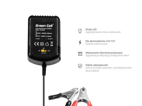 GREEN CELL ŁADOWARKA DO AGM ACAGM05 2/6/12V 0.6A GREEN CELL ŁADOWARKA DO AGM ACAGM05 2/6/12V 0.6A