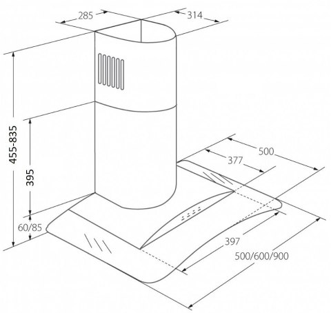 Okap kominowy AKPO WK-4 LARGO 90 CZARNY (399,1 m3/h; 900mm; kolor srebrny) Okap kominowy AKPO WK-4 LARGO 90 CZARNY (399,1 m3/h; 900mm; kolor srebrny)