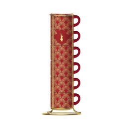 Bialetti - Deco Glamour - Zestaw 6 filiżanek do espresso na stojaku - Czerwony