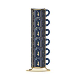 Bialetti - Deco Glamour - Zestaw 6 filiżanek do espresso na stojaku - Niebieski