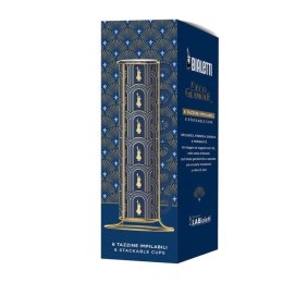 Bialetti - Deco Glamour - Zestaw 6 filiżanek do espresso na stojaku - Niebieski