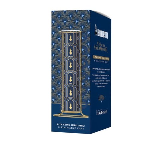 Bialetti - Deco Glamour - Zestaw 6 filiżanek do espresso na stojaku - Niebieski Bialetti - Deco Glamour - Zestaw 6 filiżanek do espresso na stojaku - Niebieski