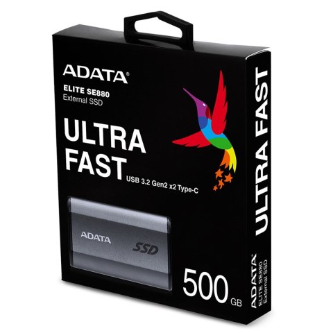 Dysk zewnętrzny SSD ADATA Elite SE880 500GB Szary Dysk zewnętrzny SSD ADATA Elite SE880 500GB Szary