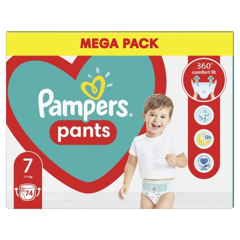 PAMPERS Pieluchomajtki XXL Rozm 7, 17+kg,74szt PAMPERS Pieluchomajtki XXL Rozm 7, 17+kg,74szt