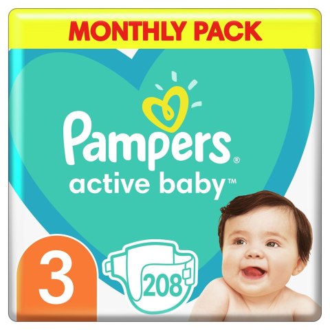 Pampers Zestaw pieluch Active Baby MTH Box 3 (6-10 kg); 208 Pampers Zestaw pieluch Active Baby MTH Box 3 (6-10 kg); 208
