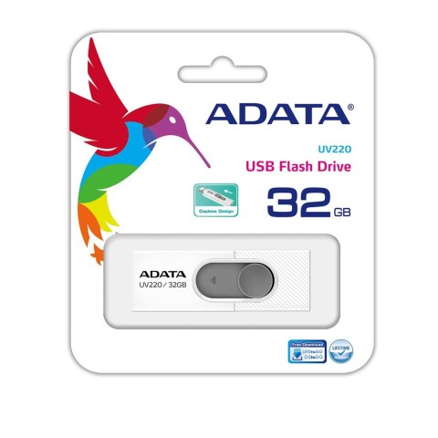 Pendrive ADATA UV220 AUV220-32G-RWHGY (32GB; USB 2.0; kolor biały) Pendrive ADATA UV220 AUV220-32G-RWHGY (32GB; USB 2.0; kolor biały)