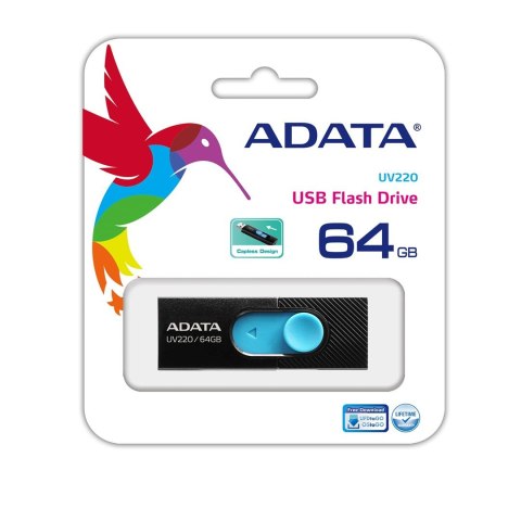 Pendrive ADATA UV220 AUV220-64G-RBKBL (64GB; USB 2.0; kolor czarny) Pendrive ADATA UV220 AUV220-64G-RBKBL (64GB; USB 2.0; kolor czarny)