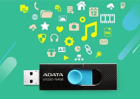 Pendrive ADATA UV220 AUV220-64G-RBKBL (64GB; USB 2.0; kolor czarny) Pendrive ADATA UV220 AUV220-64G-RBKBL (64GB; USB 2.0; kolor czarny)