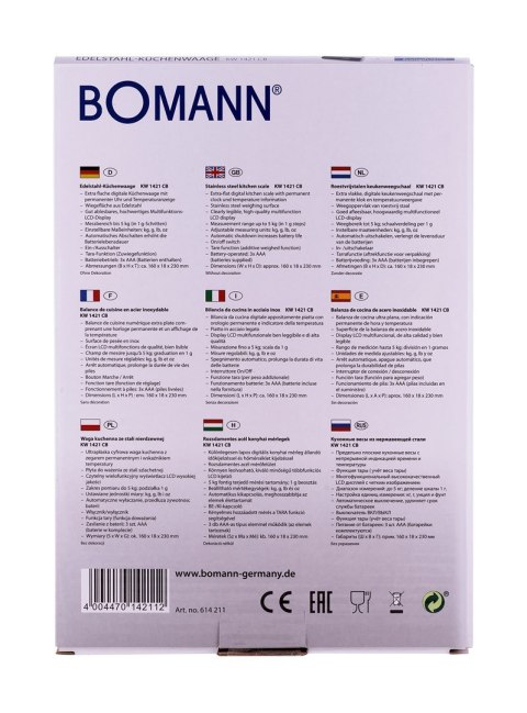 Waga kuchenna Boman CB KW 1421 (kolor czarny, kolor inox) Waga kuchenna Boman CB KW 1421 (kolor czarny, kolor inox)