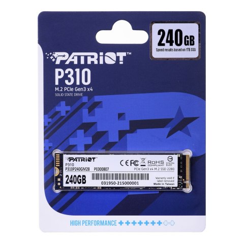 SSD Patriot Viper P310 M.2 PCI-Ex4 NVMe 240GB SSD Patriot Viper P310 M.2 PCI-Ex4 NVMe 240GB