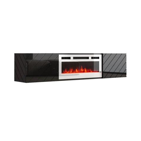 Szafka RTV LUXE 182,6x34,5x37,5 czarny/czarny połysk + biały kominek Szafka RTV LUXE 182,6x34,5x37,5 czarny/czarny połysk + biały kominek