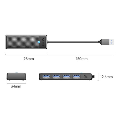 Orico Hub USB-A 4 porty USB-A 3.0 5Gbps czarny Orico Hub USB-A 4 porty USB-A 3.0 5Gbps czarny