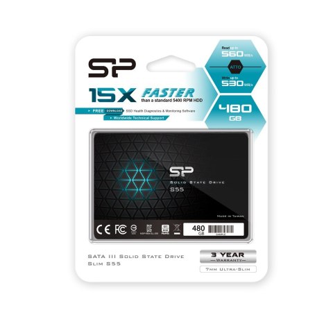 Dysk SSD Silicon Power S55 480GB 2,5" SATA III 560/530 MB/s (SP480GBSS3S55S25) Dysk SSD Silicon Power S55 480GB 2,5" SATA III 560/530 MB/s (SP480GBSS3S55S25)