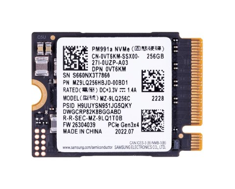 Dysk Samsung PM991a SSD256 NVMe M.2 2230 PCIe x4 Dysk Samsung PM991a SSD256 NVMe M.2 2230 PCIe x4