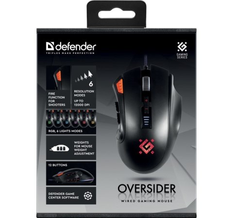 DEFENDER MYSZ GM-917 OVERSIDER RGB OPTIC 12000DPI 12P 52917 DEFENDER MYSZ GM-917 OVERSIDER RGB OPTIC 12000DPI 12P 52917
