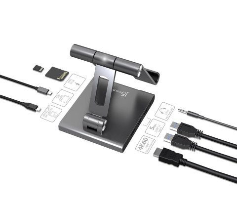 Podstawka ergonomiczna do iPad Pro ze stacją dokującą j5create Multi-Angle Stand with Docking Station for iPad Pro USB-C 1x4K HD Podstawka ergonomiczna do iPad Pro ze stacją dokującą j5create Multi-Angle Stand with Docking Station for iPad Pro USB-C 1x4K HD