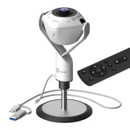 Kamera j5create 360° AI-Powered Webcam with Speakerphone USB-C/USB Type A; kolor biało-czarny JVU368-N
