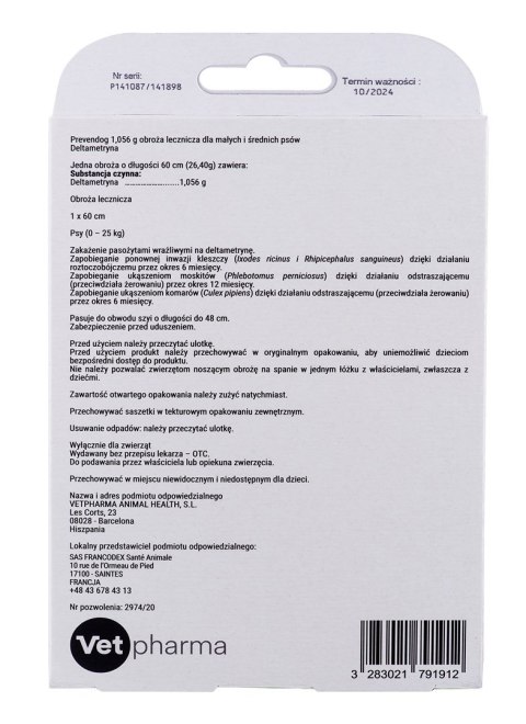 FRANCODEX PrevenDog - obroża przeciw kleszczom - 60 cm FRANCODEX PrevenDog - obroża przeciw kleszczom - 60 cm