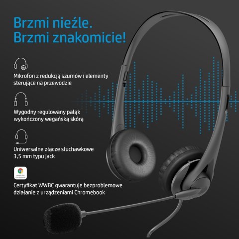 Słuchawki z mikrofonem HP Stereo 3.5mm Headset G2 przewodowe czarne 428H6AA Słuchawki z mikrofonem HP Stereo 3.5mm Headset G2 przewodowe czarne 428H6AA