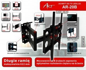 Uchwyt ART AR-20B (Uchylny ; max. 45kg) Uchwyt ART AR-20B (Uchylny ; max. 45kg)