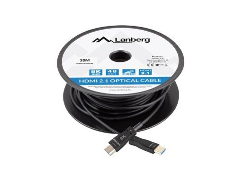 LANBERG KABEL HDMI M/M V2.1 20M 8K OPTYCZNY AOC CA-HDMI-30FB-0200-BK LANBERG KABEL HDMI M/M V2.1 20M 8K OPTYCZNY AOC CA-HDMI-30FB-0200-BK