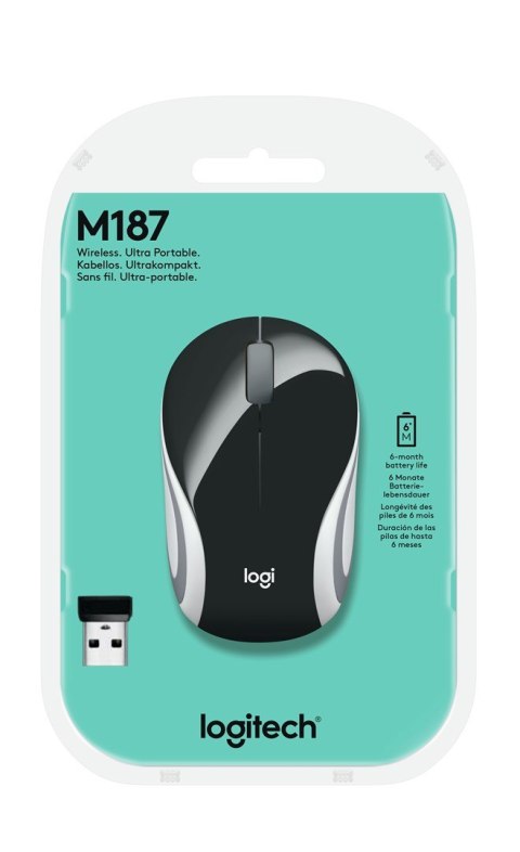 Mysz Logitech M187 Mini 910-002731 (optyczna; 1000 DPI; kolor czarny Mysz Logitech M187 Mini 910-002731 (optyczna; 1000 DPI; kolor czarny
