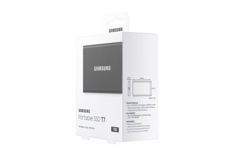 Dysk zewnętrzny SSD Samsung T7 (1TB; USB 3.2; szary; MU-PC1T0T/WW) Dysk zewnętrzny SSD Samsung T7 (1TB; USB 3.2; szary; MU-PC1T0T/WW)