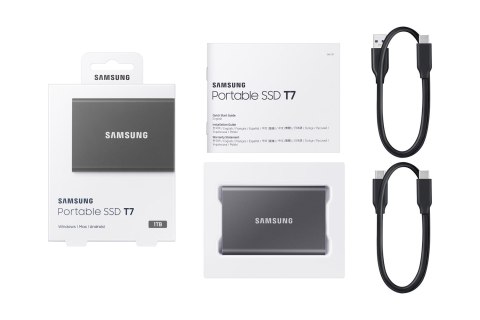 Dysk zewnętrzny SSD Samsung T7 (1TB; USB 3.2; szary; MU-PC1T0T/WW) Dysk zewnętrzny SSD Samsung T7 (1TB; USB 3.2; szary; MU-PC1T0T/WW)