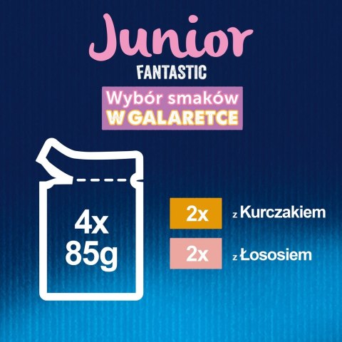 FELIX Fantastic Junior Kurczak, Łosoś - mokra karma dla kociąt - 4x85g FELIX Fantastic Junior Kurczak, Łosoś - mokra karma dla kociąt - 4x85g