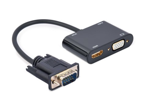GEMBIRD KONWERTER SYGNAŁU VGA DO HDMI + VGA 0,15M, CZARNY GEMBIRD KONWERTER SYGNAŁU VGA DO HDMI + VGA 0,15M, CZARNY