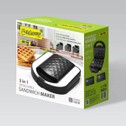 Opiekacz / sandwich 3w1 750W MR-709 MAESTRO Opiekacz / sandwich 3w1 750W MR-709 MAESTRO