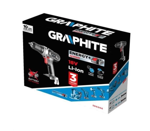 Wiertarko-wkrętarka akumulatorowa Energy+ 18V, Li-Ion, bez akumulatora, 58G006 Graphite Wiertarko-wkrętarka akumulatorowa Energy+ 18V, Li-Ion, bez akumulatora, 58G006 Graphite