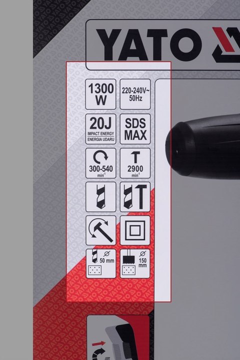 YATO MŁOT UDAR. SDS MAX 1300W 82131 YATO MŁOT UDAR. SDS MAX 1300W 82131
