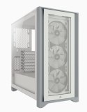 Korsarz | Obudowa Mid-Tower ATX ze szkła hartowanego | iCUE 4000X RGB | Szyba boczna | Wieża środkowa | Biały | Zasilacz w zesta