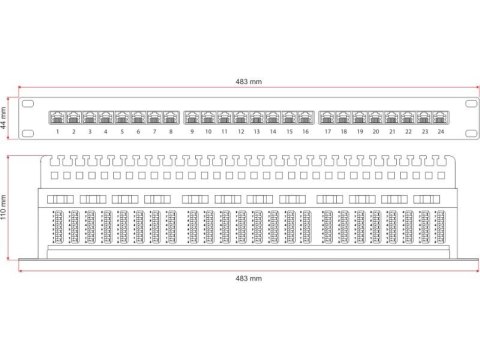 ALANTEC Patch panel 1U STP kat.6 24 porty LSA NAVI LED ALANTEC Patch panel 1U STP kat.6 24 porty LSA NAVI LED