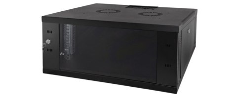 ALANTEC Szafa rack wisząca STRONG RACK 19" 4U 600x450, drzwi szklane, kolor czarny FLAT PACK