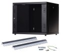 ALANTEC Szafa rack wisząca STRONG RACK 19" 9U 600x450, drzwi szklane, kolor czarny FLAT PACK