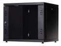 ALANTEC Szafa rack wisząca STRONG RACK 19" 9U 600x450, drzwi szklane, kolor czarny FLAT PACK