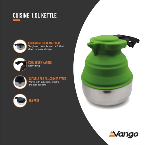 Czajnik składany Vango Cuisine 1.5L Kettle zielony Czajnik składany Vango Cuisine 1.5L Kettle zielony