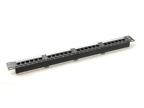 Panel krosowy 19'' 24x RJ45, LSA pion, kat.5e, nieekranowany, 1U, czarny, wymienne pola opisowe Panel krosowy 19'' 24x RJ45, LSA pion, kat.5e, nieekranowany, 1U, czarny, wymienne pola opisowe
