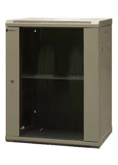 EmiterNet Szafa wisząca niedzielona 19'' 15U, niezmontowana, drzwi blacha/ szkło, 600x450x770mm szer./gł./wys. EmiterNet Szafa wisząca niedzielona 19'' 15U, niezmontowana, drzwi blacha/ szkło, 600x450x770mm szer./gł./wys.