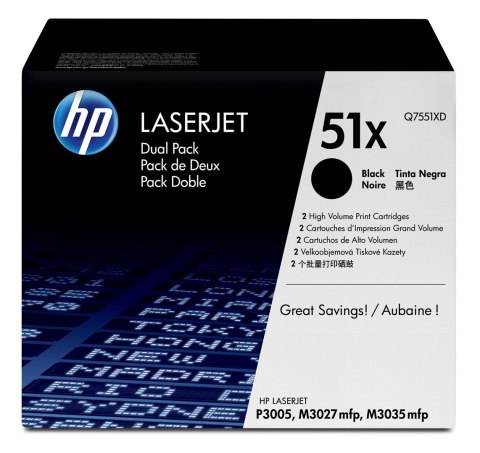 HP 51X - 2 pakker - Hojtydende - sort HP 51X - 2 pakker - Hojtydende - sort