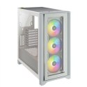 Korsarz | Obudowa Mid-Tower ATX ze szkła hartowanego | iCUE 4000X RGB | Szyba boczna | Wieża środkowa | Biały | Zasilacz w zesta