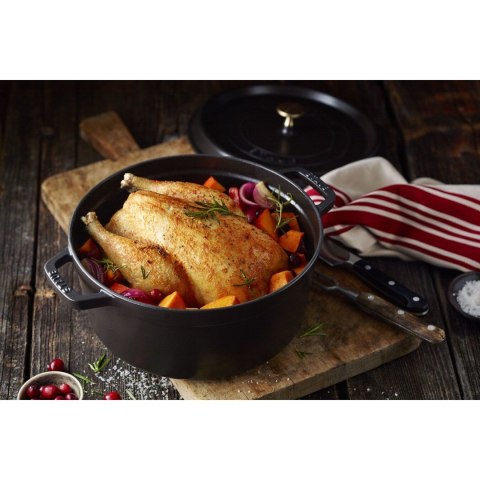 Garnek żeliwny okrągły Staub - 5.2 ltr, Czarny Garnek żeliwny okrągły Staub - 5.2 ltr, Czarny