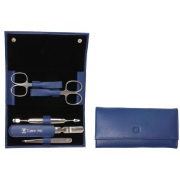 Zestaw podróżny Zwilling Classic Inox - skórzane etui, 5 elementów - Niebieski