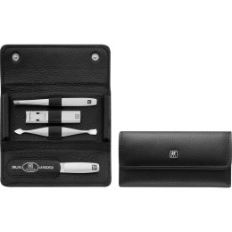 Zestaw podróżny Zwilling Twinox - czarne, skórzane etui, 4 elementy - Czarny