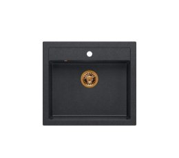 Zlewozmywak granitowy QUADRON BILL 110 czarny wpuszczany + syfon save space w kolorze PVD