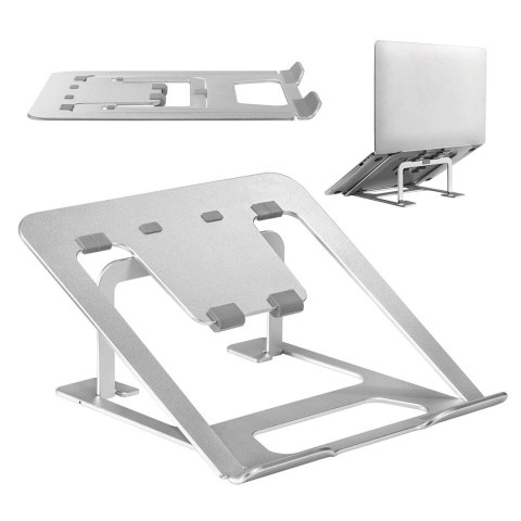 Aluminiowa ultra cienka składana podstawka pod laptopa Ergo Office, srebrna, pasuje do laptopów 11-15'', ER-416 Aluminiowa ultra cienka składana podstawka pod laptopa Ergo Office, srebrna, pasuje do laptopów 11-15'', ER-416
