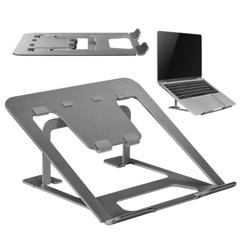 Aluminiowa ultra cienka składana podstawka pod laptopa Ergo Office, szara, pasuje do laptopów 11-15'', ER-416 G Aluminiowa ultra cienka składana podstawka pod laptopa Ergo Office, szara, pasuje do laptopów 11-15'', ER-416 G